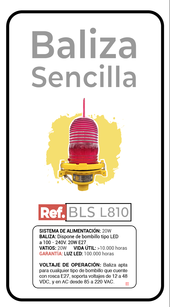 BALIZA SENCILLA DE OBSTRUCCIÓN MARPA